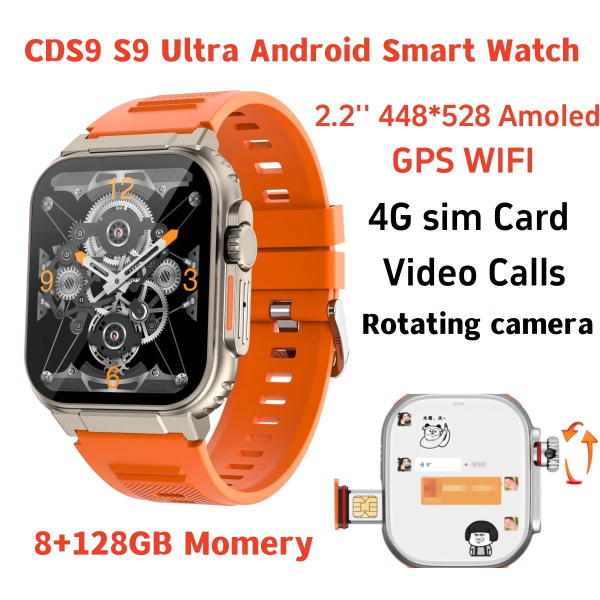 Fall Detection Watch - Original S10 Smartwatch 4G/5G Netzwerk SIM-Karte